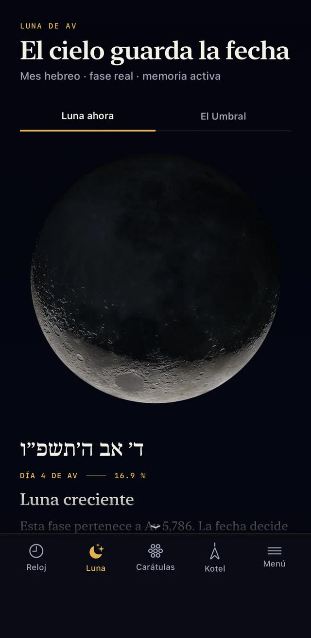 La luna real y el Umbral en Kimá: fase, mes hebreo y memoria del Tanaj