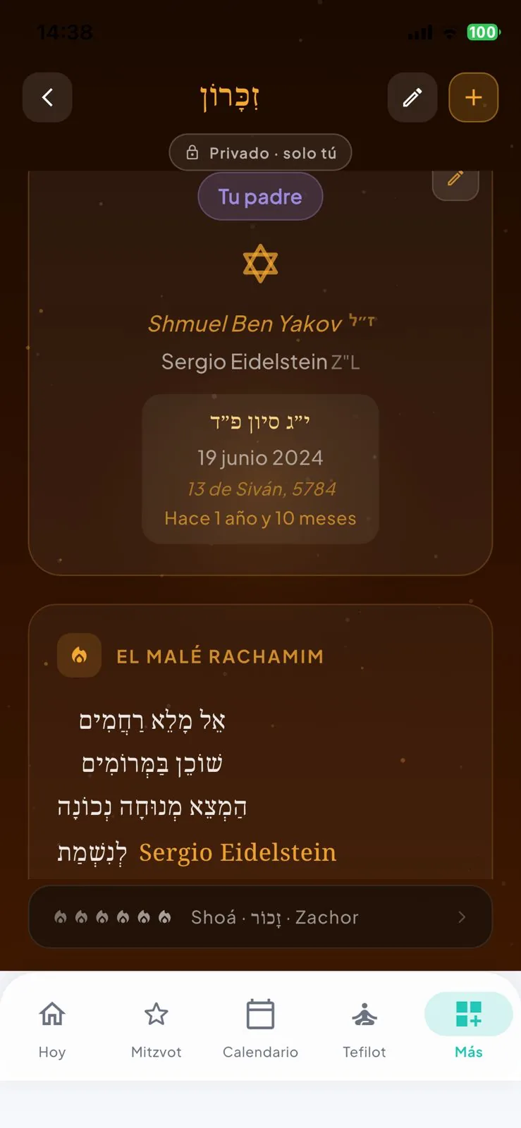 App de Yahrzeit con calendario hebreo · Mi Día Judío