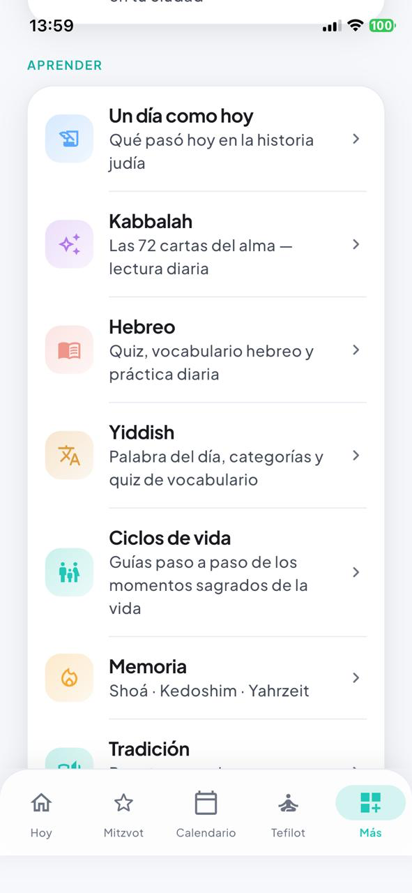 Pantalla Más con Aprender, Memoria y Tradición