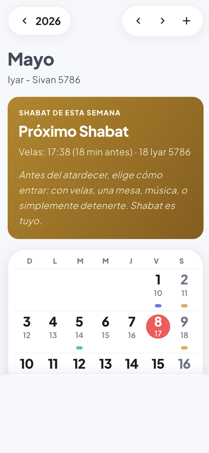 Pantalla Calendario