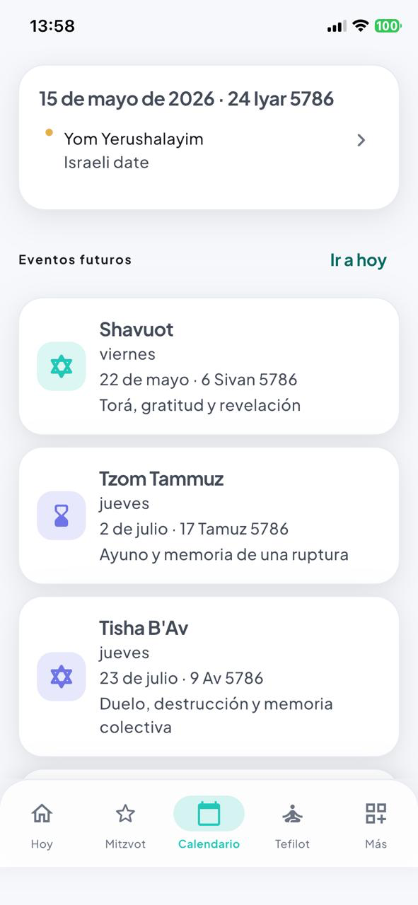 Eventos futuros: Shavuot, Tzom Tammuz, Tisha B'Av