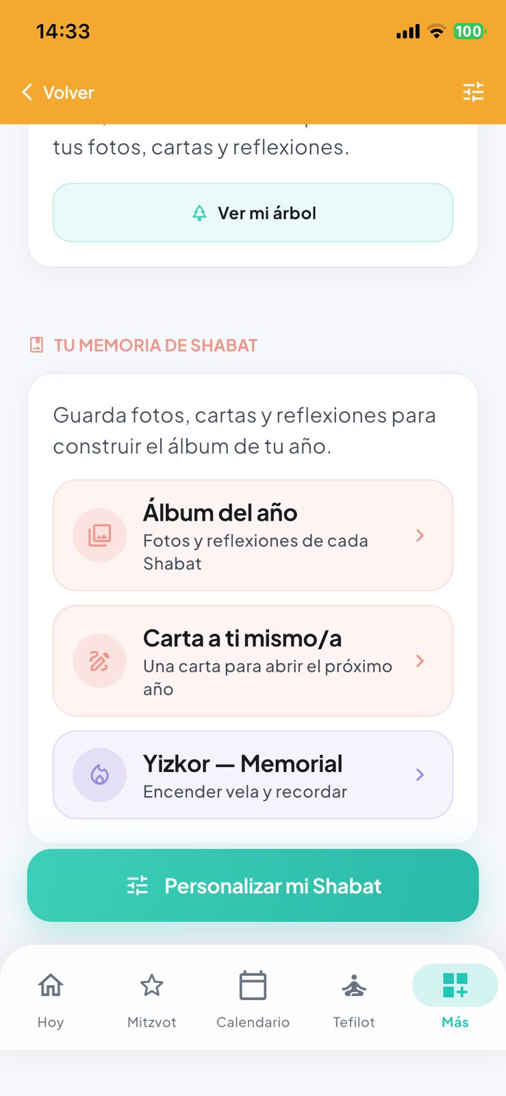 Tu memoria de Shabat — álbum del año, carta y Yizkor